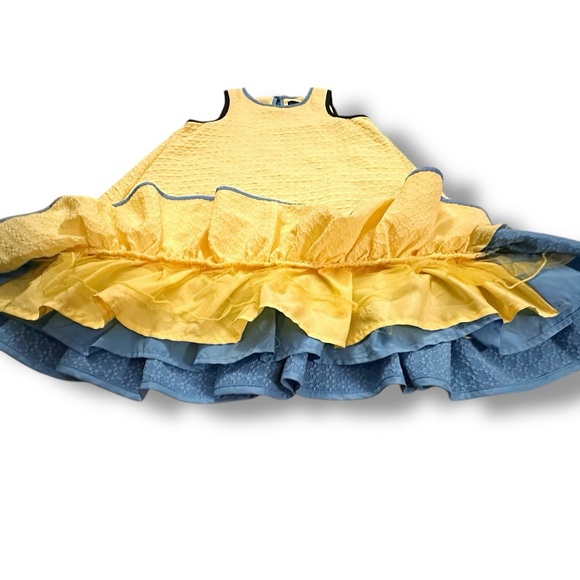 Victoria Beckham x Target | Yellow Cloque Ruffle Dress (S) - Picture 4 of 8